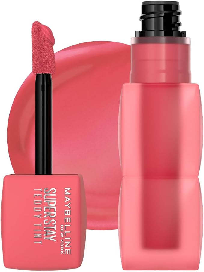Maybelline Tinta para labios Super Stay Teddy Tint Tono Petal Core, 4.2ml - Tinta multiusos de larga duración, efecto mate difuminado hasta por 12H, textura suave a los labios, sin transferencias