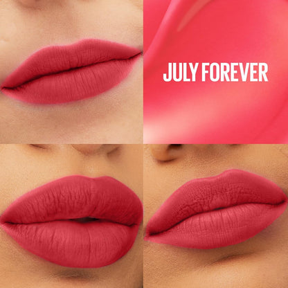 Maybelline Tinta para labios Super Stay Teddy Tint Tono July Forever, 4.2ml - Tinta multiusos de larga duración, efecto mate difuminado hasta por 12H, textura suave a los labios, sin transferencias