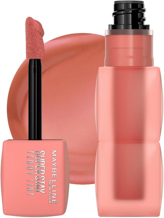 Maybelline Tinta para labios Super Stay Teddy Tint Tono Current Mood, 4.2ml - Tinta multiusos de larga duración, efecto mate difuminado hasta por 12H, textura suave a los labios, sin transferencias