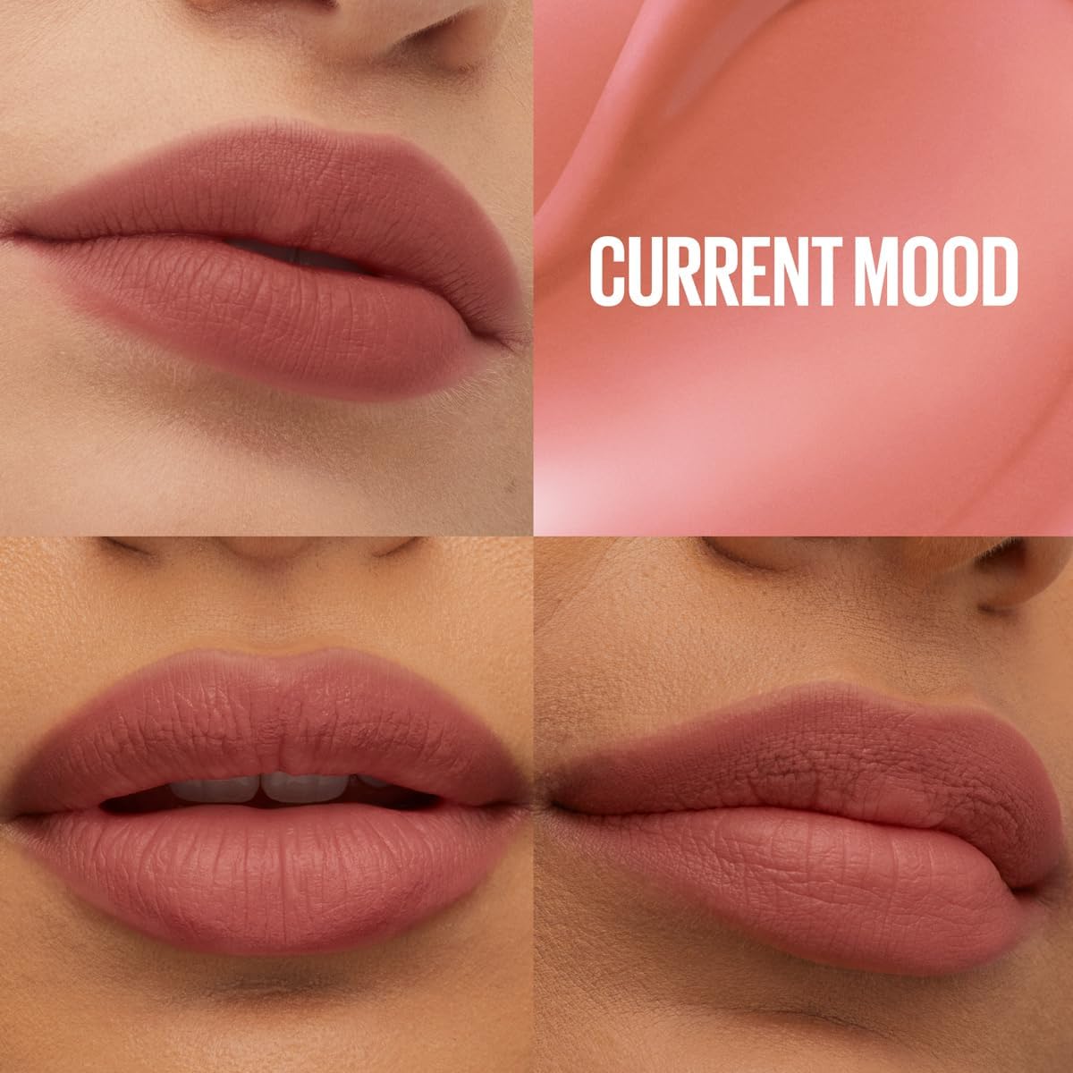 Maybelline Tinta para labios Super Stay Teddy Tint Tono Current Mood, 4.2ml - Tinta multiusos de larga duración, efecto mate difuminado hasta por 12H, textura suave a los labios, sin transferencias