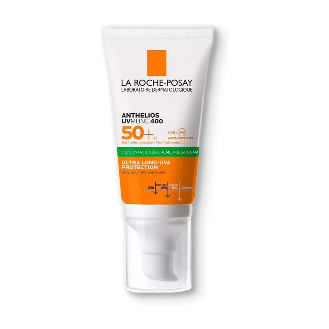 La Roche Posay. Protector Solar Facial FPS50 para Piel Grasa Anthelios Toque Seco 50 ml + Neutrogena. Crema Hidratante Facial Mate 3 en 1 Face Care Intensive D Pantenol 100 g
