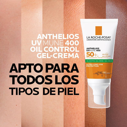 La Roche Posay. Protector Solar Facial FPS50 para Piel Grasa Anthelios Toque Seco 50 ml + Neutrogena. Crema Hidratante Facial Mate 3 en 1 Face Care Intensive D Pantenol 100 g