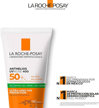 La Roche Posay. Protector Solar Facial FPS50 para Piel Grasa Anthelios Toque Seco 50 ml + Neutrogena. Crema Hidratante Facial Mate 3 en 1 Face Care Intensive D Pantenol 100 g