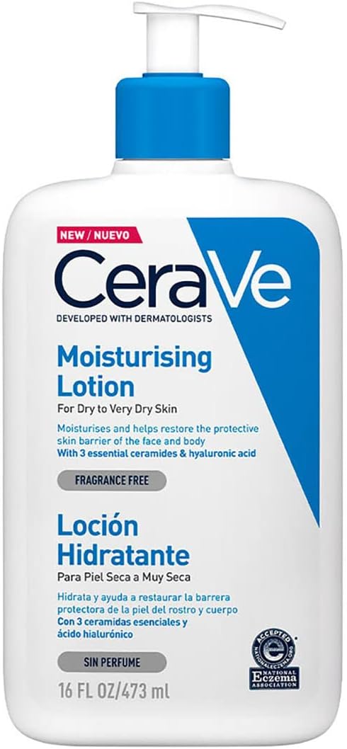 CeraVe Loción Hidratante de Rostro y Cuerpo para Piel Seca con Ácido Hialurónico 473ml