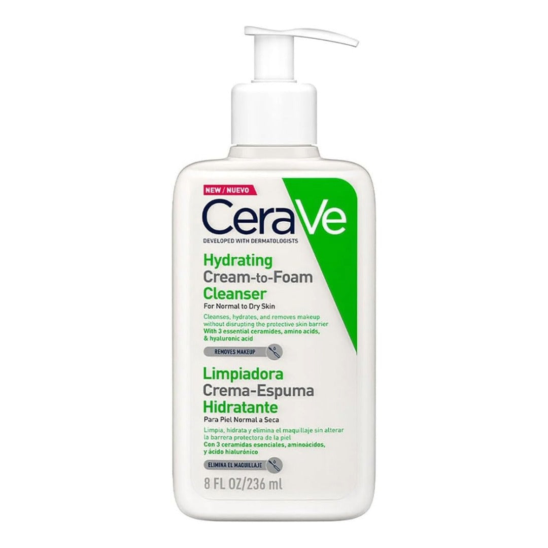 CeraVe Limpiadora Crema-Espuma Hidratante Facial Diaria para Piel Normal a Seca 236ml