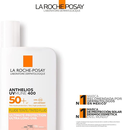Protector Solar Facial La Roche Posay Anthelios UVMUNE Fluido Invisible con Color para Todo Tipo de Piel FPS50+ 50ml