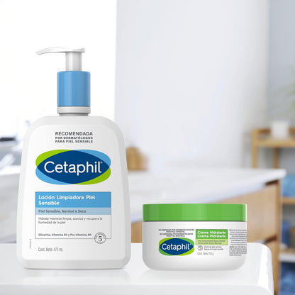 CETAPHIL Loción Limpiadora Piel Sensible 1 pz 473 ml Hidrata Mientras Limpia y Suaviza Recomendada por Dermatólogos para Piel Sensible