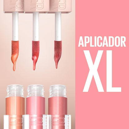 Maybelline Gloss hidratante para labios Lifter Gloss Tono Petal, 5.4ml - Brillo de labios de larga duración, formulado con Ácido Hialurónico, sin sensación pegajosa