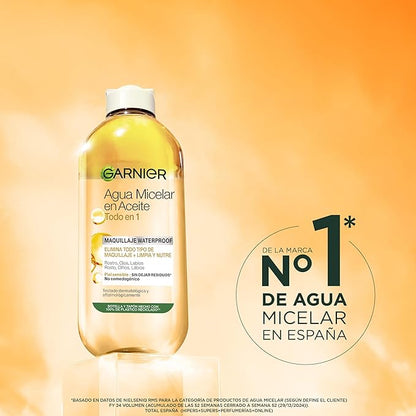 Garnier Skin Active Agua micelar desmaquillante bifásica, 400ml. Limpia, desmaquilla y nutre, remueve maquillaje a prueba de agua, para todo tipo de piel