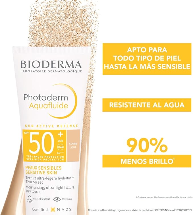 Bioderma Protector Solar, Photoderm Max Aquafluido Tono Claro FPS50+,40ML