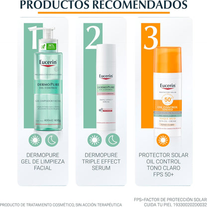 Eucerin Sun Face Oil Control FPS 50+ Tono Claro Control de Brillo (50 ml) Protector Solar Facial Efecto Mate, No pegajoso ideal para piel grasa