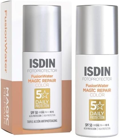 Fotoprotector Isdin FusionWater Magic Repair con color SPF50