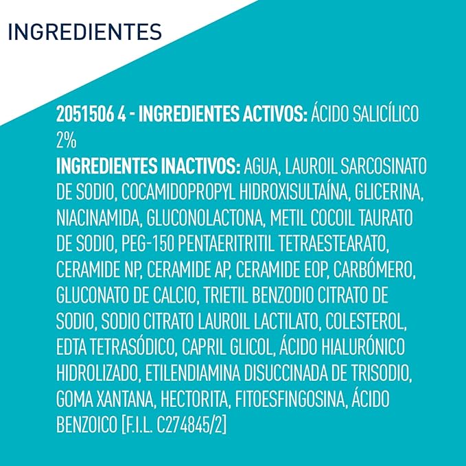 CeraVe Espuma limpiadora antiacné/Imperfecciones para piel grasa, 473ml