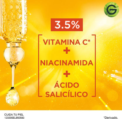 Garnier Express Aclara Sérum facial Anti manchas con Vitamina C, 30ml. Hidrata, ilumina, unifica el tono de la piel y reduce las manchas oscuras