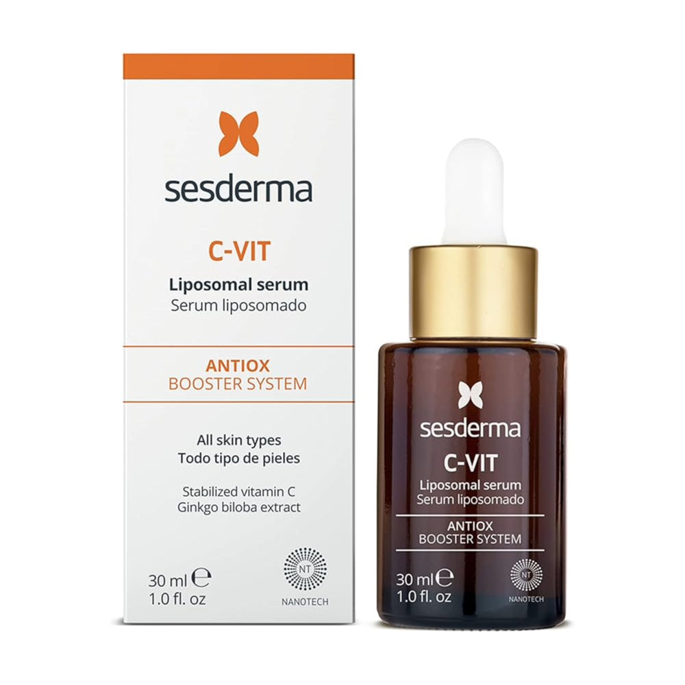 SESDERMA C-VIT- Serum Facial Vitamina C + Ácido Hialurónico + Ginkgo Biloba | Suero Hidratante, Anti Edad, Anti Manchas, Tonificador y Reafirmante | 30 ml