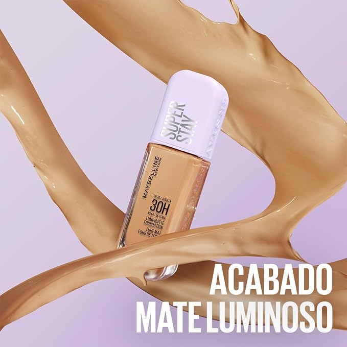 Maybelline Base de maquillaje líquida Superstay Lumi Matte Tono 220, 40ml - Efecto mate luminoso hasta por 30H, fórmula ligera de larga duración a prueba de agua y sudor, cobertura media a alta