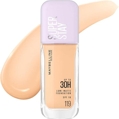 Maybelline Base de maquillaje líquida Superstay Lumi Matte Tono 119, 40ml - Efecto mate luminoso hasta por 30H, fórmula ligera de larga duración a prueba de agua y sudor