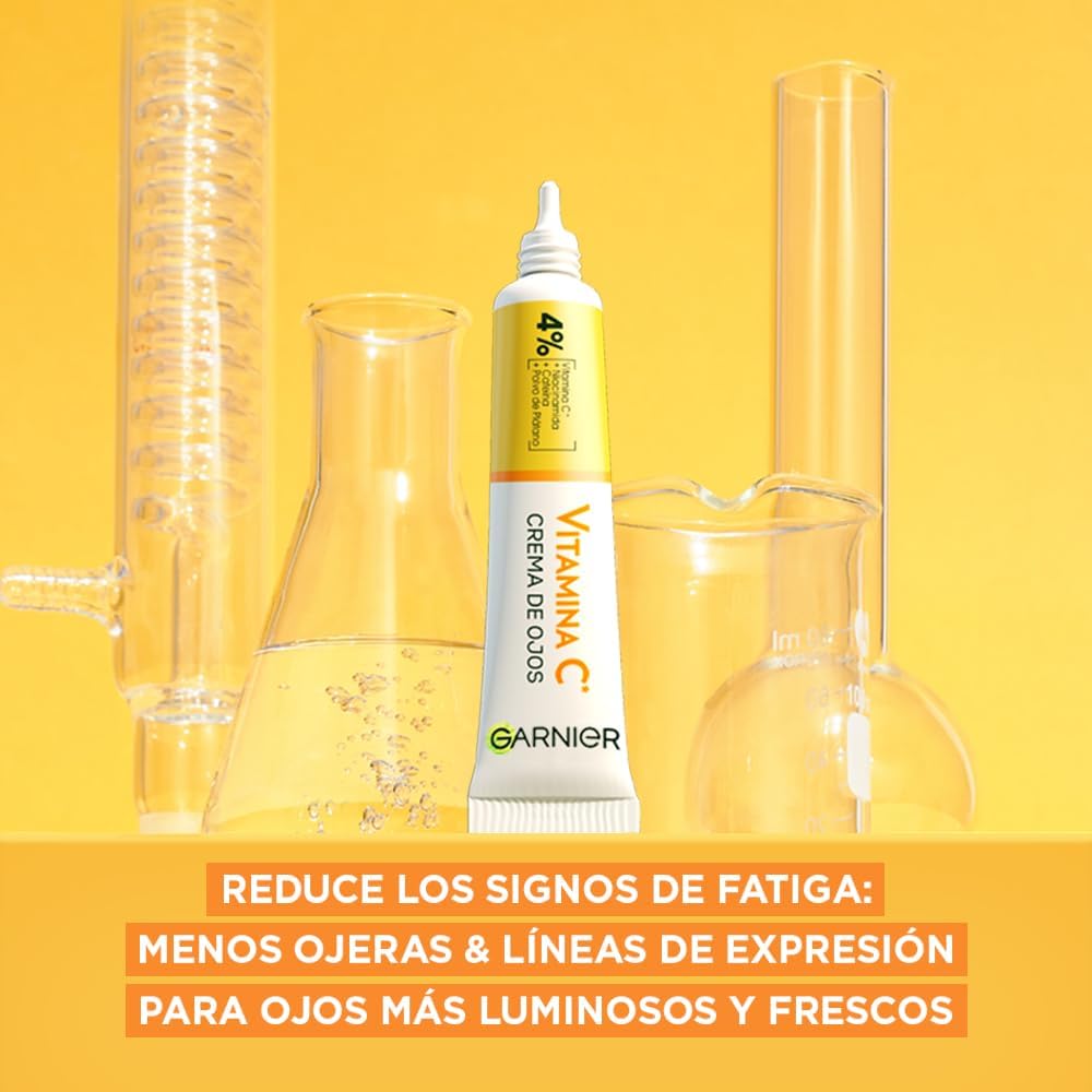 Garnier Express Aclara Crema de Ojos para Reducción Ojeras con Vitamina C + Niacinamida + Cafeína, 15 ml