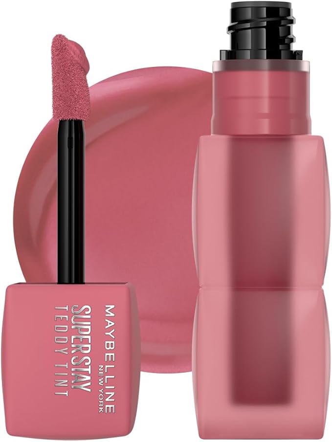 Maybelline Tinta para labios Super Stay Teddy Tint Tono Kneehigh, 4.2ml - Tinta multiusos de larga duración, efecto mate difuminado hasta por 12H, textura suave a los labios, sin transferencias