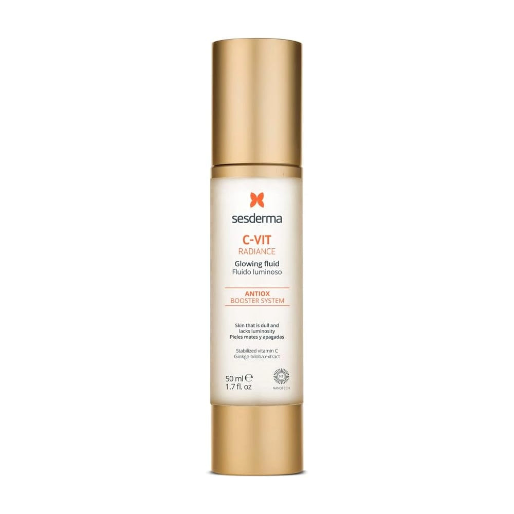 SESDERMA C-VIT-Radiance Fluido Luminoso Hidratante facial, Vitamina C + Ginkgo Biloba | Hidratante, Anti Edad, Anti Manchas, Aclarante, Reafirmante, Efecto Luminoso | 50 ml