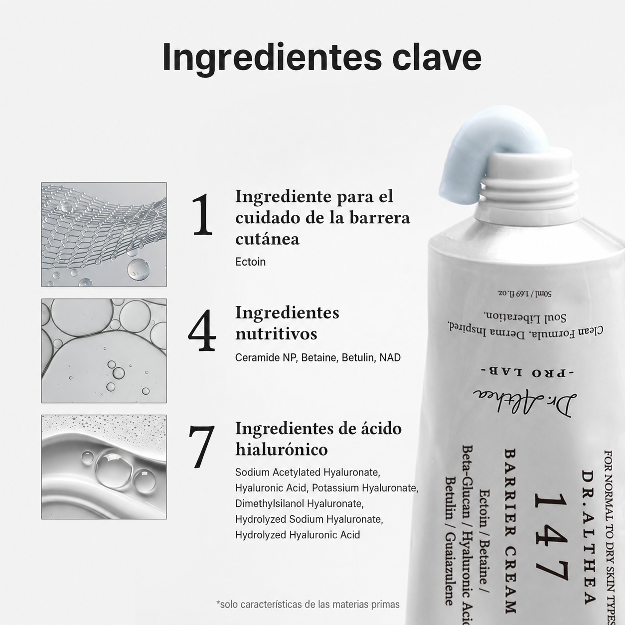 Dr.Althea 147 Barrier Cream, Cuidado Diario de la Barrera Cutánea, Hidratación Intensa con Ácido Hialurónico y Ceramidas.