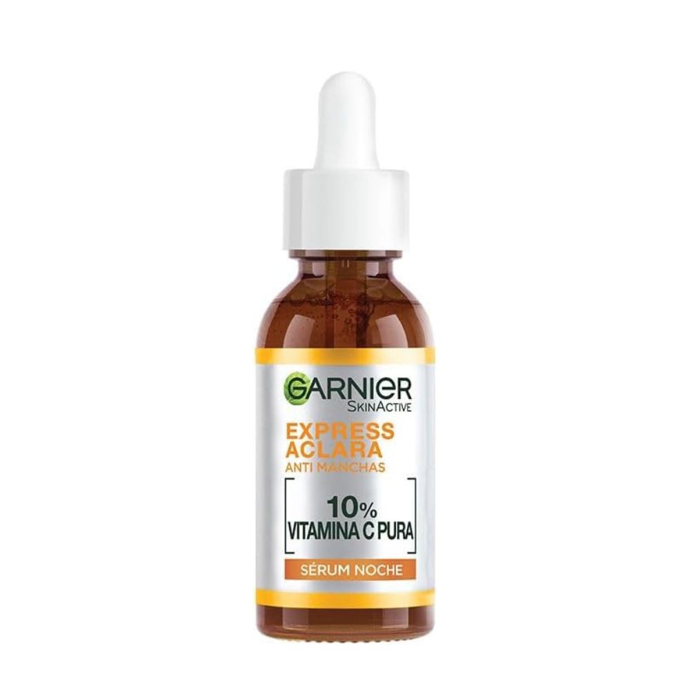 Garnier Express Aclara Serum Noche Antimanchas con 10% Vitamina C Pura para una Piel Radiante, reduce las Manchas durante la Noche, 30ml