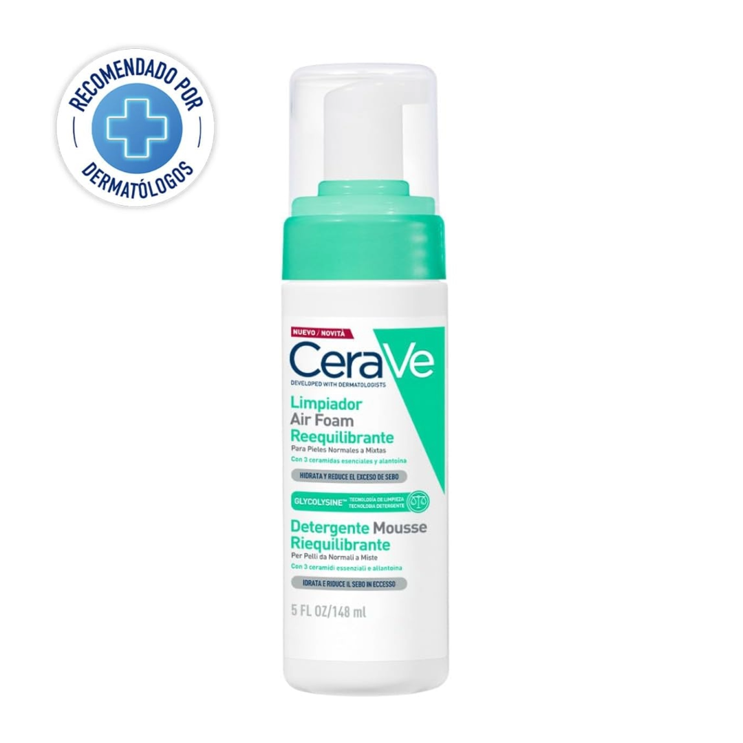 CeraVe Limpiador Air Foam Reequilibrante 148ml | Espuma limpiadora para piel normal a mixta