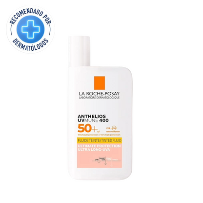 Protector Solar Facial La Roche Posay Anthelios UVMUNE Fluido Invisible con Color para Todo Tipo de Piel FPS50+ 50ml
