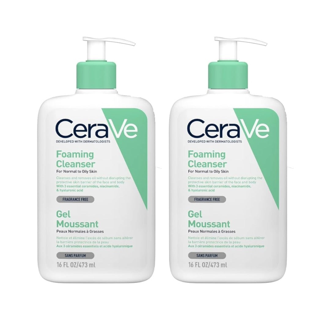 Cerave Pack 02 Unidades Gel Limpiador Espumoso Diario para Piel Mixta, Grasa o con Acné 473ml
