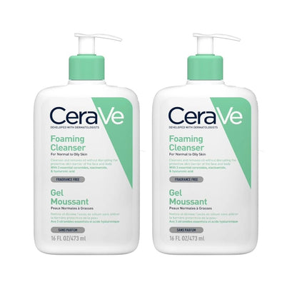 Cerave Pack 02 Unidades Gel Limpiador Espumoso Diario para Piel Mixta, Grasa o con Acné 473ml