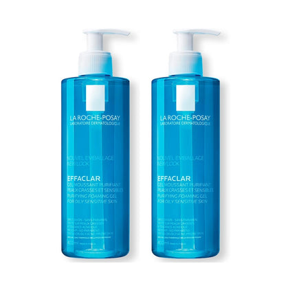 Pack Limpiador Facial La Roche Posay Effaclar Gel Purificante Para Piel Mixta a Grasa 400ml 02 Unidades