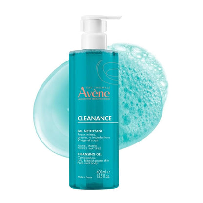 AVÉNE Cleanance Gel Limpiador con Comedoclastin, Piel Grasa con Imperfecciones, Uso Facial y Corporal, 400 ml