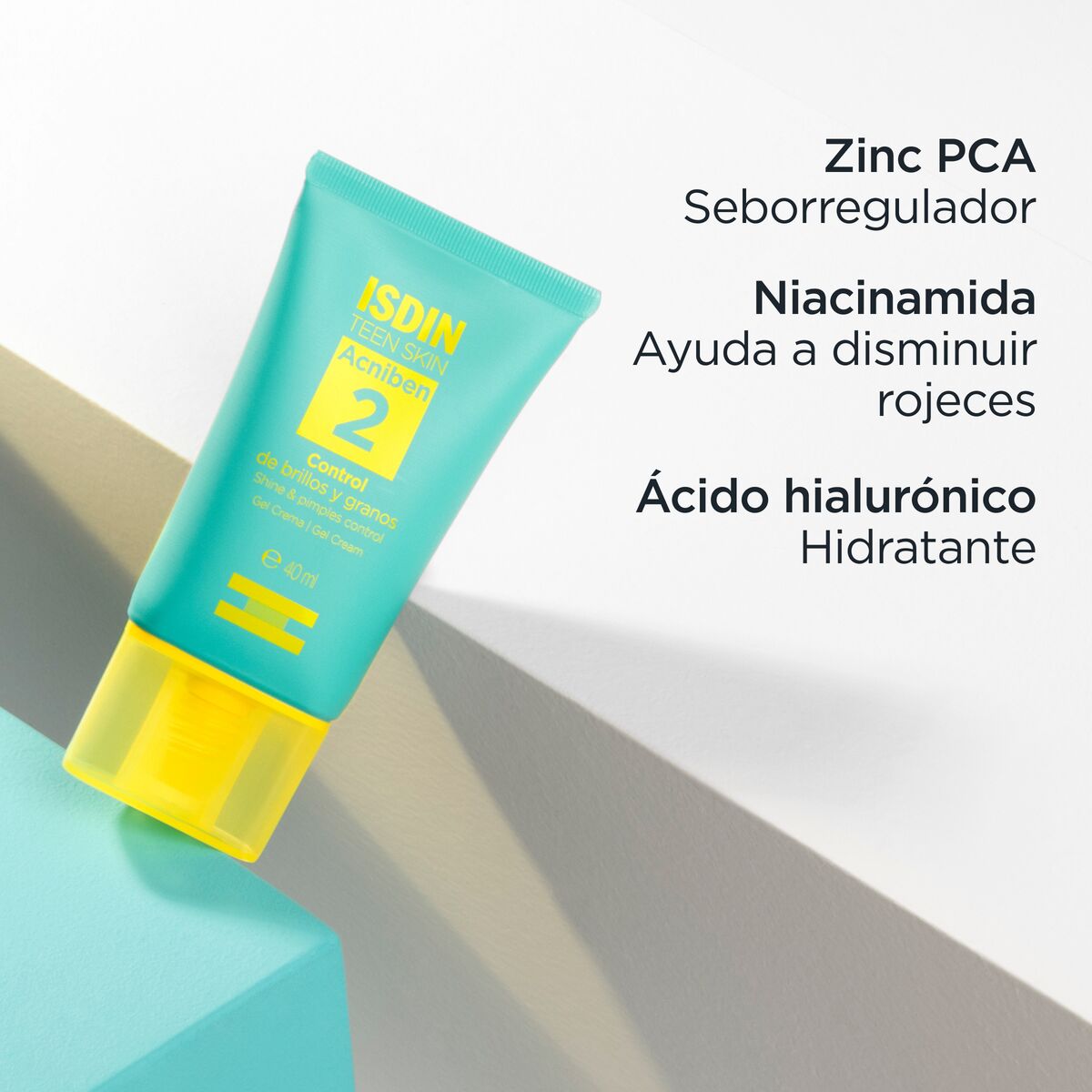 ISDIN Acniben Control de brillos y granos 40ml - Gel crema facial para piel grasa con tendencia acneica